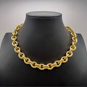 Classic Elegant Vintage 90s Chunky Gold Tone Choker Chain Necklace